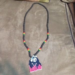 Bob Marley reggae necklace red, yellow,green and brown beads